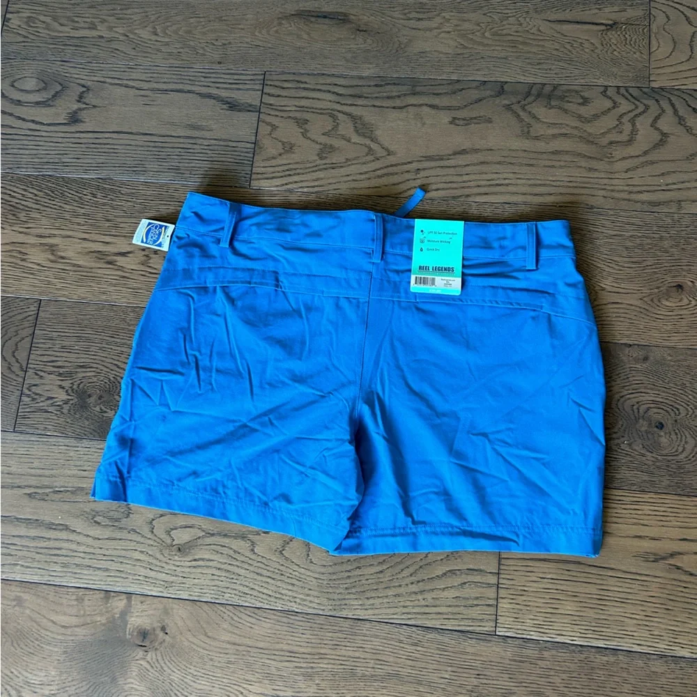 Reel Legends Reel-Tec Womens Solid Daphne Blue Woven Drawstring Shorts Size PXL
